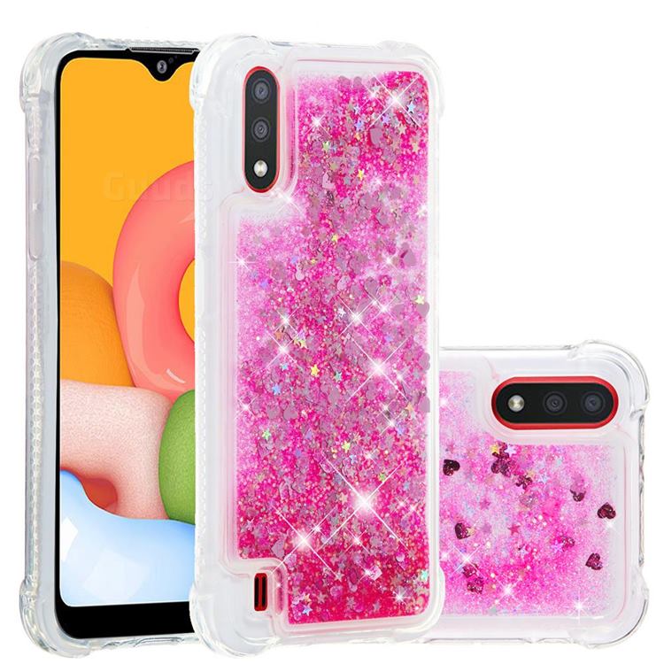 Dynamic Liquid Glitter Sand Quicksand TPU Case for Samsung Galaxy A01 - Pink Love Heart