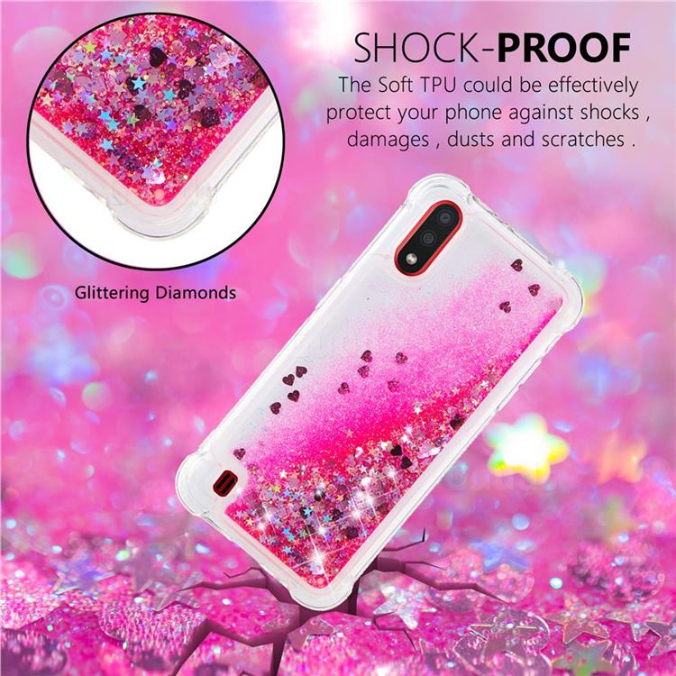 Dynamic Liquid Glitter Sand Quicksand Tpu Case For Samsung Galaxy A01 Pink Love Heart Galaxy 7638