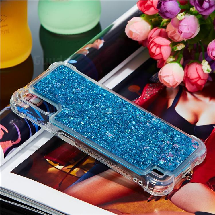 Dynamic Liquid Glitter Sand Quicksand Tpu Case For Samsung Galaxy A01 Blue Love Heart Galaxy 9280