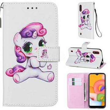 Playful Pony Matte Leather Wallet Phone Case for Samsung Galaxy A01