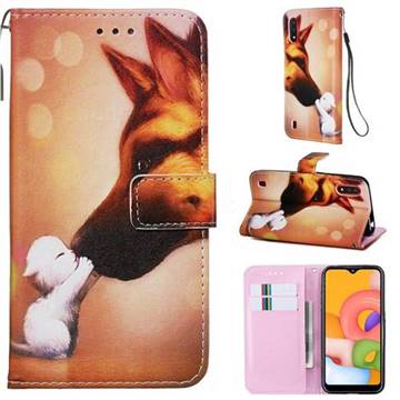 Hound Kiss Matte Leather Wallet Phone Case for Samsung Galaxy A01