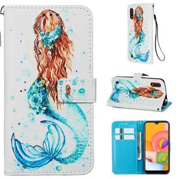 Mermaid Matte Leather Wallet Phone Case for Samsung Galaxy A01