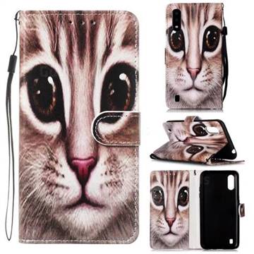 Coffe Cat Smooth Leather Phone Wallet Case for Samsung Galaxy A01
