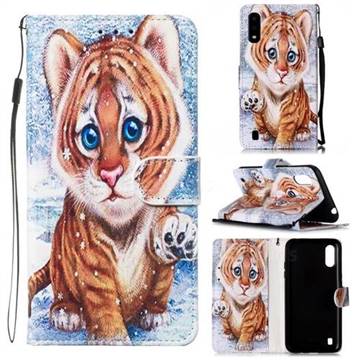 Baby Tiger Smooth Leather Phone Wallet Case for Samsung Galaxy A01