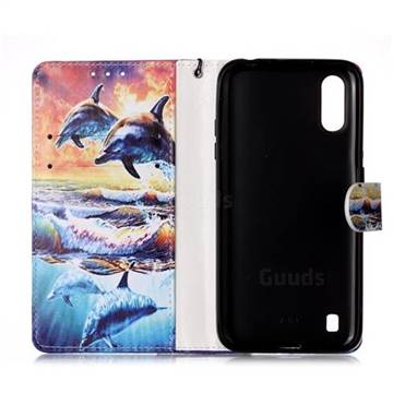 Couple Dolphin Smooth Leather Phone Wallet Case for Samsung Galaxy A01 ...