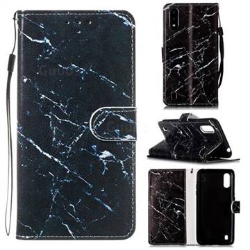 Black Marble Smooth Leather Phone Wallet Case for Samsung Galaxy A01