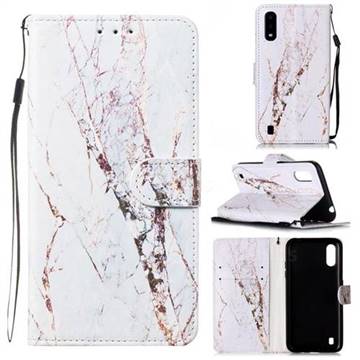 White Marble Smooth Leather Phone Wallet Case for Samsung Galaxy A01
