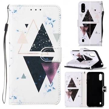 Triangle Marble Smooth Leather Phone Wallet Case for Samsung Galaxy A01