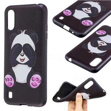 Lovely Panda 3D Embossed Relief Black Soft Back Cover for Samsung Galaxy A01