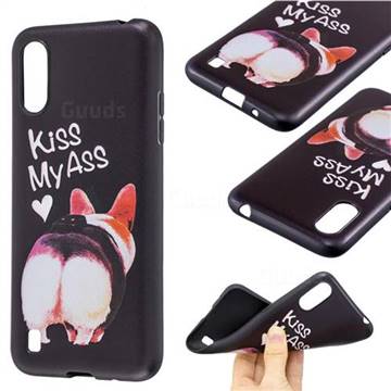 Lovely Pig Ass 3D Embossed Relief Black Soft Back Cover for Samsung Galaxy A01