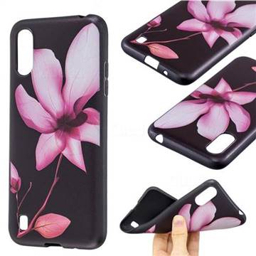Lotus Flower 3D Embossed Relief Black Soft Back Cover for Samsung Galaxy A01