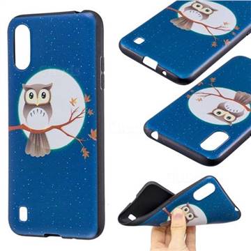 Moon and Owl 3D Embossed Relief Black Soft Back Cover for Samsung Galaxy A01