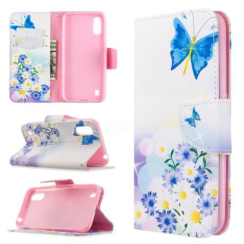 Butterflies Flowers Leather Wallet Case for Samsung Galaxy A01