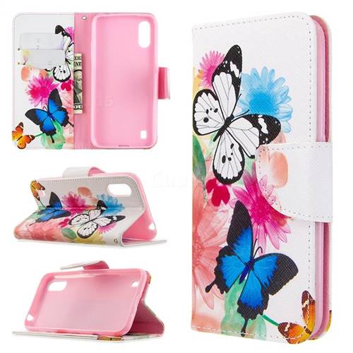 Vivid Flying Butterflies Leather Wallet Case for Samsung Galaxy A01