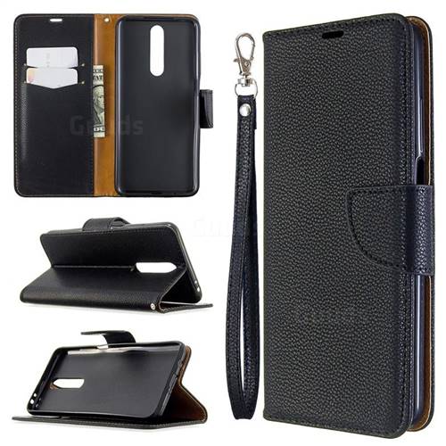 Classic Luxury Litchi Leather Phone Wallet Case for Samsung Galaxy A01 - Black