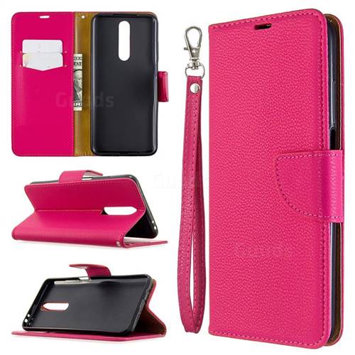 Classic Luxury Litchi Leather Phone Wallet Case for Samsung Galaxy A01 - Rose