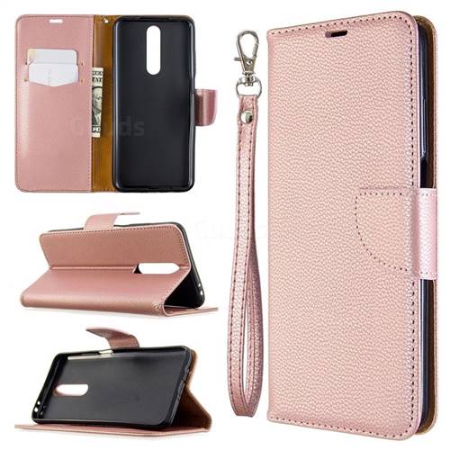 Classic Luxury Litchi Leather Phone Wallet Case for Samsung Galaxy A01 - Golden