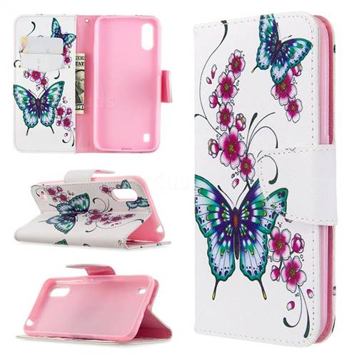 Peach Butterflies Leather Wallet Case for Samsung Galaxy A01