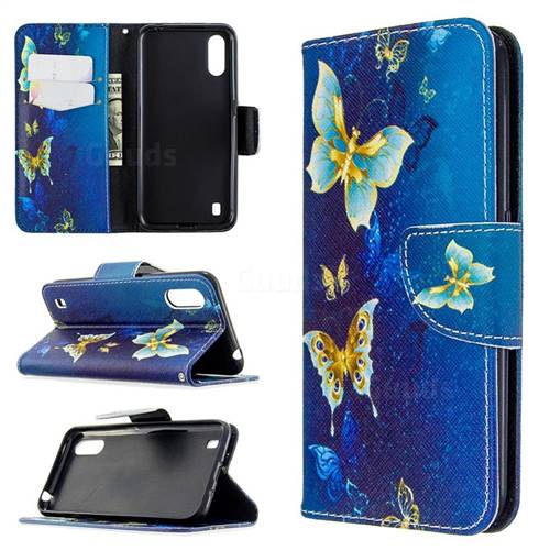 Golden Butterflies Leather Wallet Case for Samsung Galaxy A01