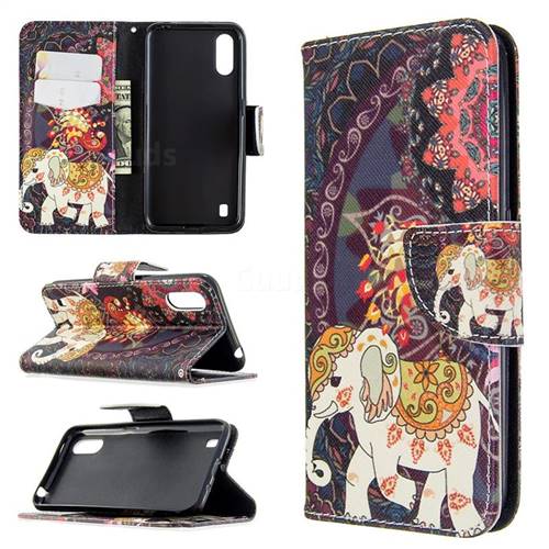 Totem Flower Elephant Leather Wallet Case for Samsung Galaxy A01