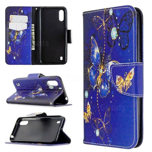 Purple Butterfly Leather Wallet Case for Samsung Galaxy A01