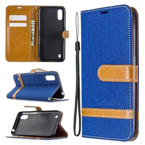 Jeans Cowboy Denim Leather Wallet Case for Samsung Galaxy A01 - Sapphire