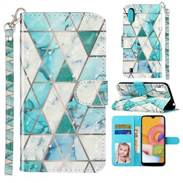 Stitching Marble 3D Leather Phone Holster Wallet Case for Samsung Galaxy A01