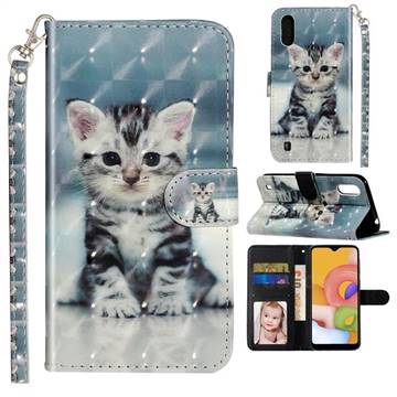 Kitten Cat 3D Leather Phone Holster Wallet Case for Samsung Galaxy A01