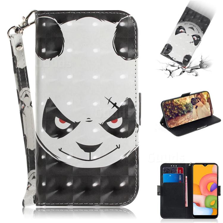 Angry Bear 3D Painted Leather Wallet Phone Case for Samsung Galaxy A01
