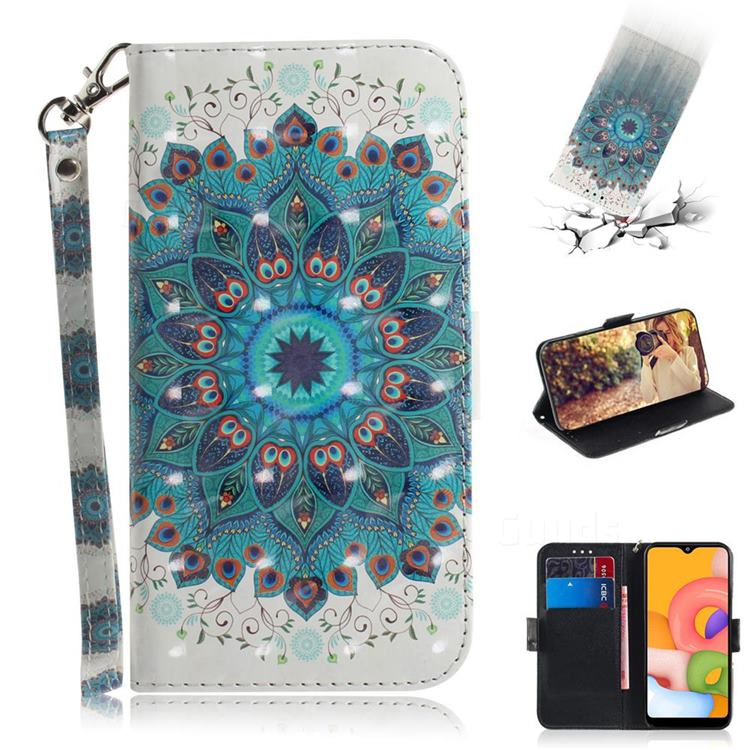 Peacock Mandala 3D Painted Leather Wallet Phone Case for Samsung Galaxy A01