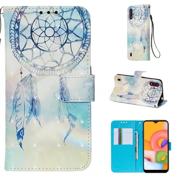 Fantasy Campanula 3D Painted Leather Wallet Case for Samsung Galaxy A01