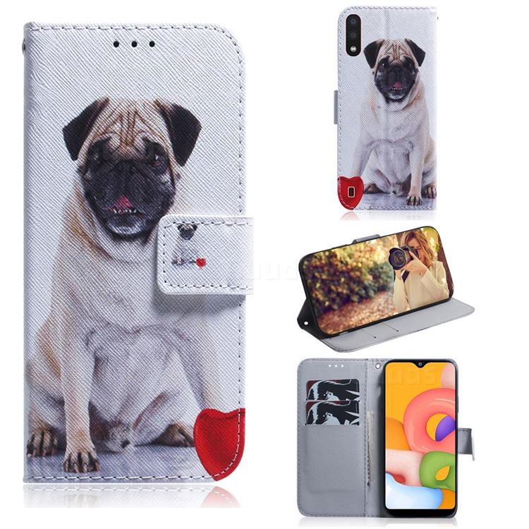 Pug Dog PU Leather Wallet Case for Samsung Galaxy A01