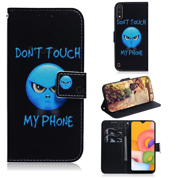 Not Touch My Phone PU Leather Wallet Case for Samsung Galaxy A01
