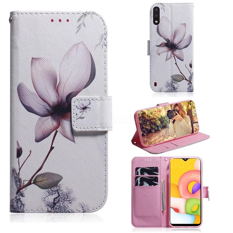 Magnolia Flower PU Leather Wallet Case for Samsung Galaxy A01