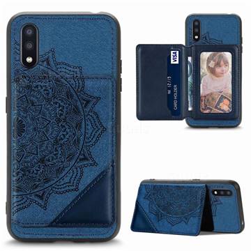 Mandala Flower Cloth Multifunction Stand Card Leather Phone Case for Samsung Galaxy A01 - Blue