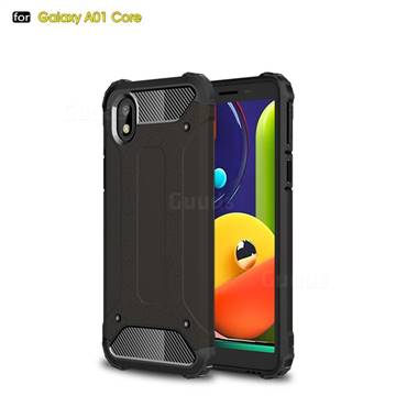 King Kong Armor Premium Shockproof Dual Layer Rugged Hard Cover for Samsung Galaxy A01 Core - Black Gold