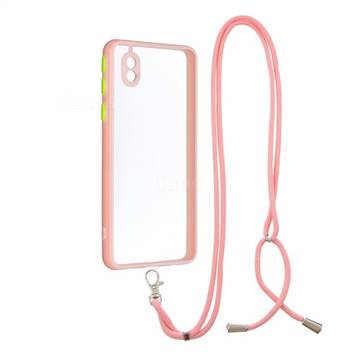 Necklace Cross-body Lanyard Strap Cord Phone Case Cover for Samsung Galaxy A01 Core - Pink