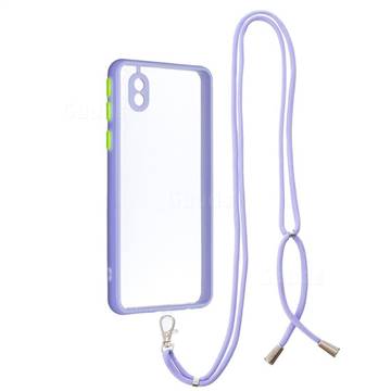 Necklace Cross-body Lanyard Strap Cord Phone Case Cover for Samsung Galaxy A01 Core - Purple