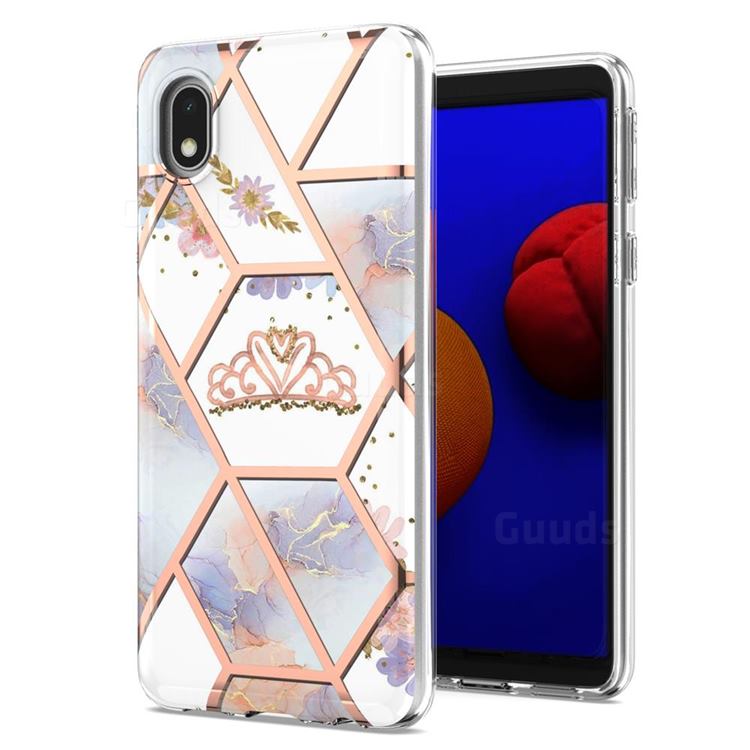 Crown Purple Flower Marble Electroplating Protective Case Cover for Samsung Galaxy A01 Core