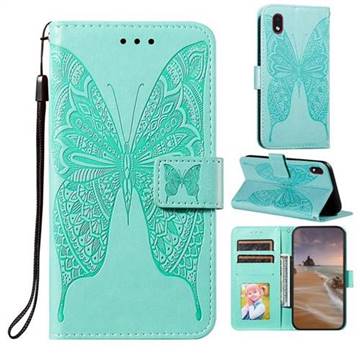 Intricate Embossing Vivid Butterfly Leather Wallet Case for Samsung Galaxy A01 Core - Green