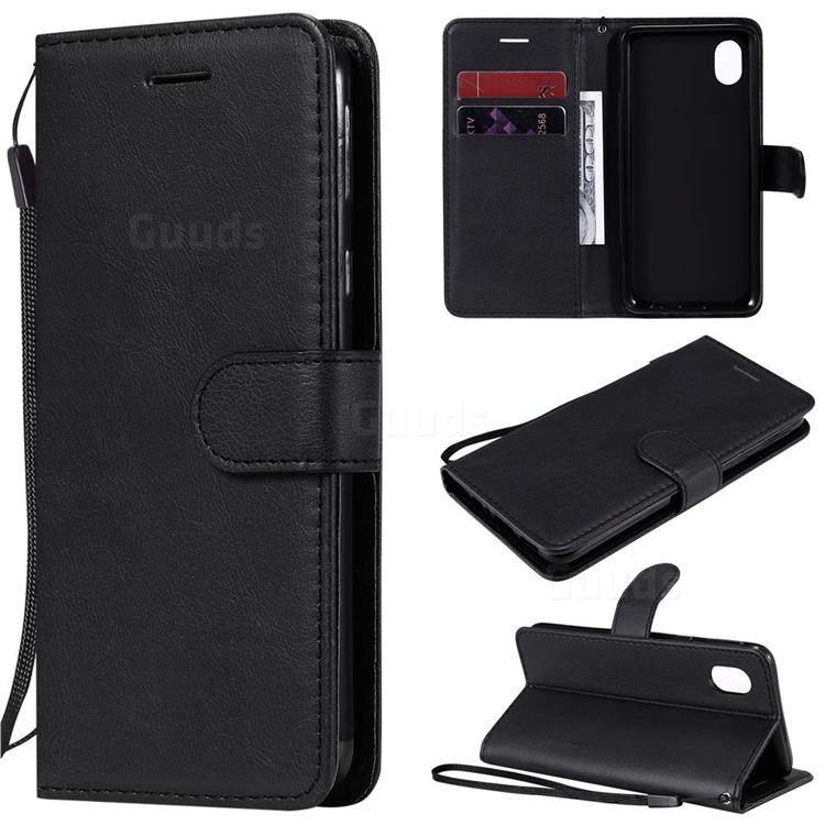 Retro Greek Classic Smooth PU Leather Wallet Phone Case for Samsung Galaxy A01 Core - Black