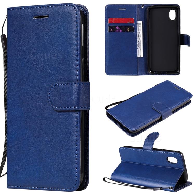 Retro Greek Classic Smooth PU Leather Wallet Phone Case for Samsung Galaxy A01 Core - Blue