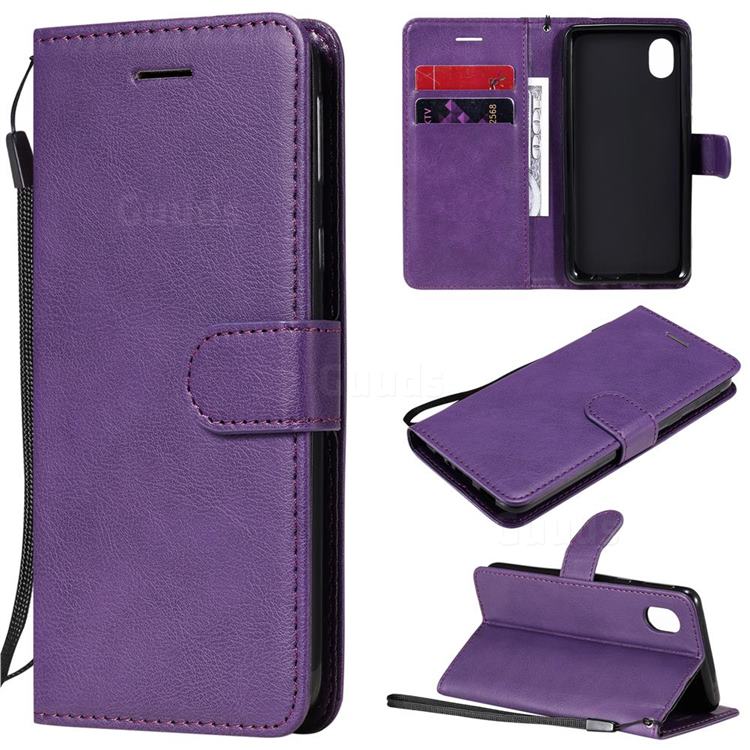 Retro Greek Classic Smooth PU Leather Wallet Phone Case for Samsung Galaxy A01 Core - Purple