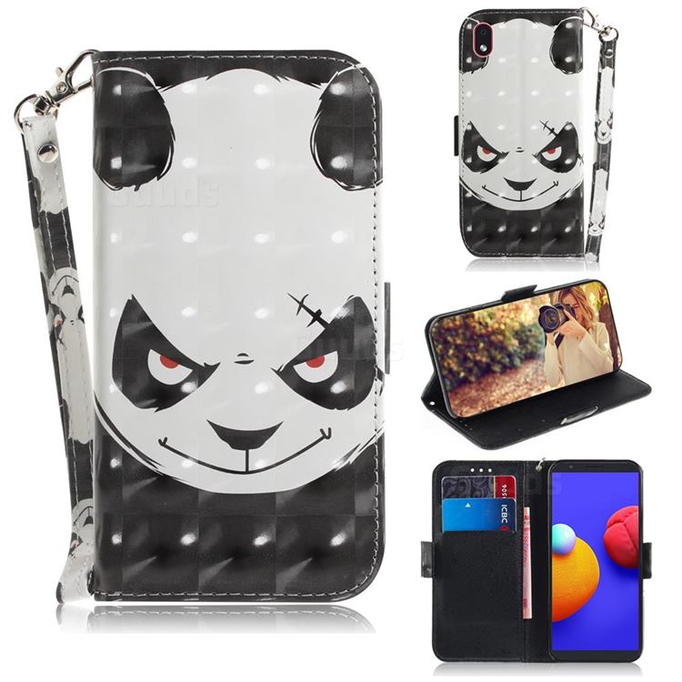 Angry Bear 3D Painted Leather Wallet Phone Case for Samsung Galaxy A01 Core