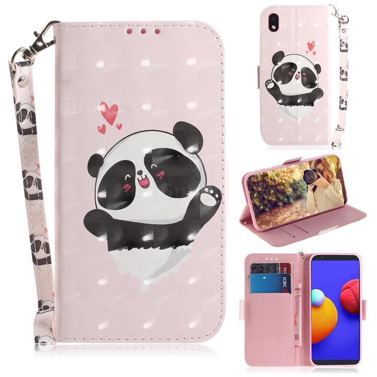 Heart Cat 3D Painted Leather Wallet Phone Case for Samsung Galaxy A01 Core