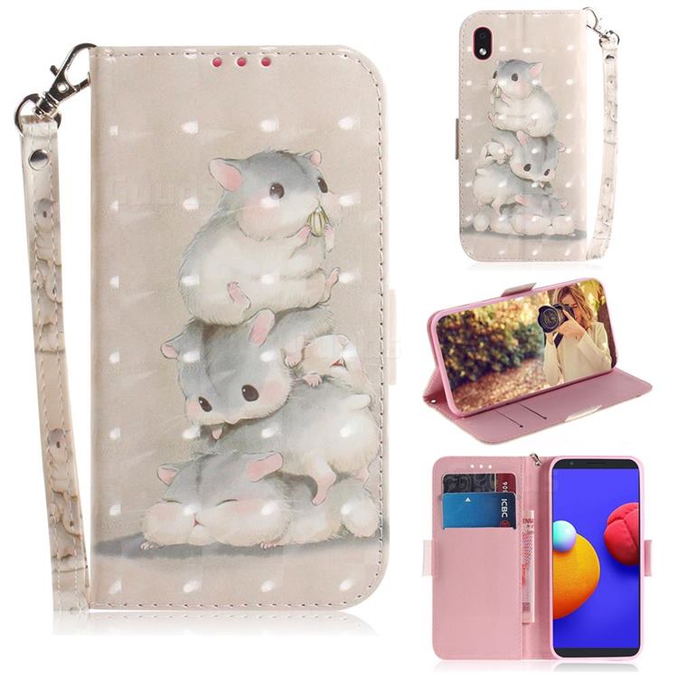 Three Squirrels 3D Painted Leather Wallet Phone Case for Samsung Galaxy A01 Core