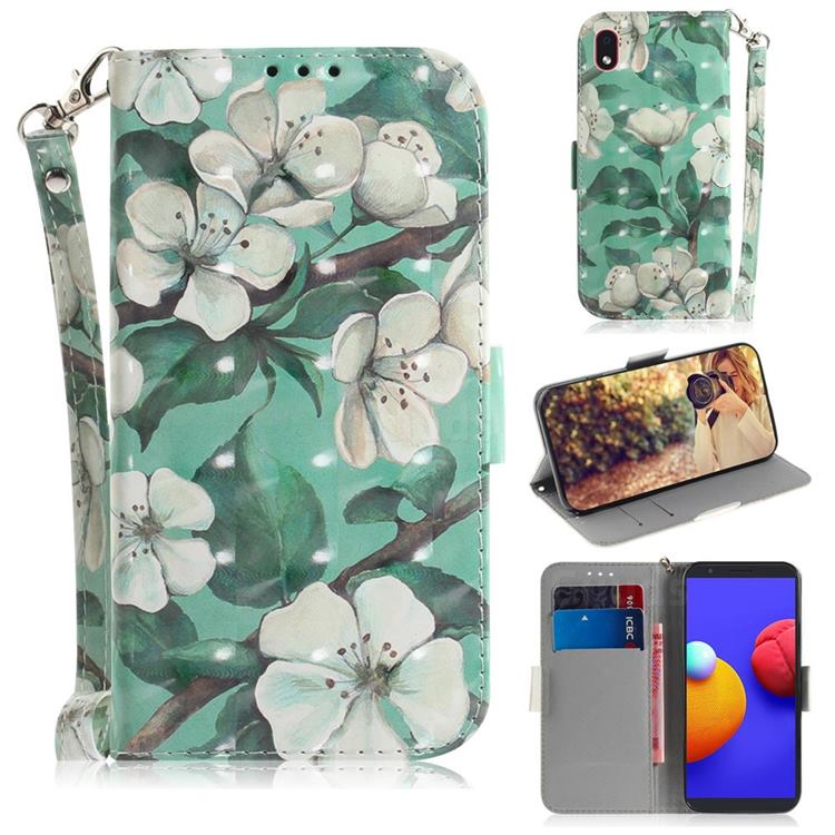 Watercolor Flower 3D Painted Leather Wallet Phone Case for Samsung Galaxy A01 Core
