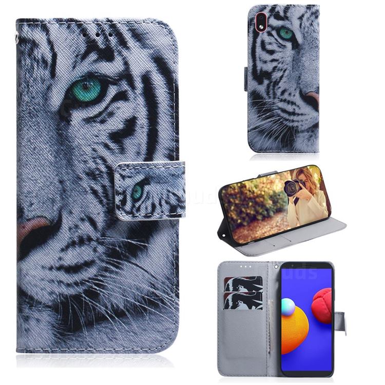 White Tiger PU Leather Wallet Case for Samsung Galaxy A01 Core
