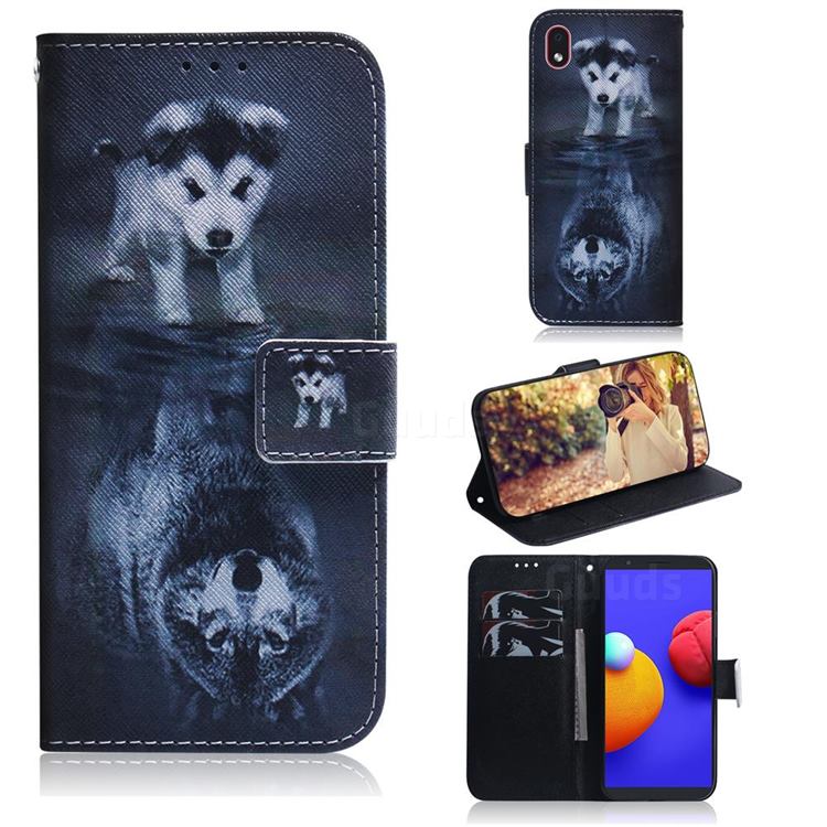 Wolf and Dog PU Leather Wallet Case for Samsung Galaxy A01 Core