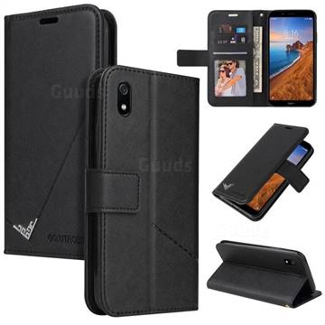GQ.UTROBE Right Angle Silver Pendant Leather Wallet Phone Case for Samsung Galaxy A01 Core - Black